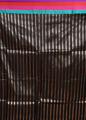 Black Handloom Katan Pure Silk Saree With Blouse Piece