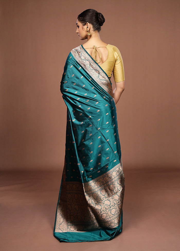 Green Handloom Katan Pure Silk Saree With Blouse Piece