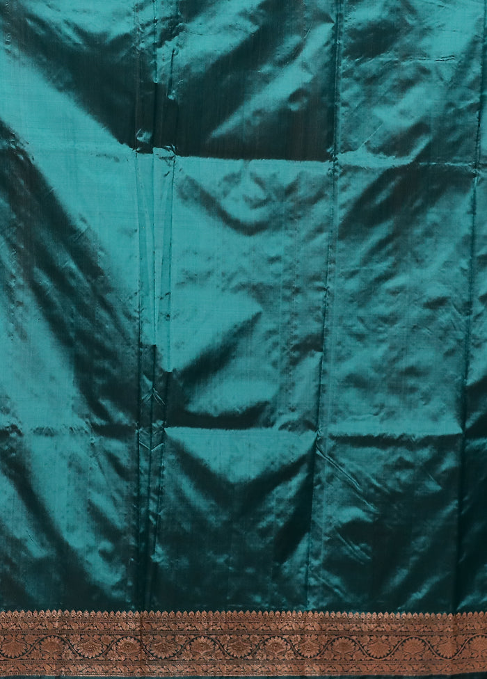 Green Handloom Katan Pure Silk Saree With Blouse Piece
