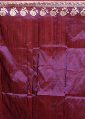 Maroon Handloom Katan Pure Silk Saree With Blouse Piece