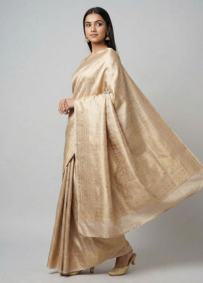 Cream Uppada Silk Saree With Blouse Piece
