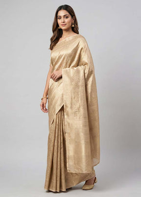Cream Uppada Silk Saree With Blouse Piece