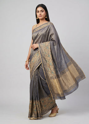 Cream Kora Silk Saree With Blouse Piece