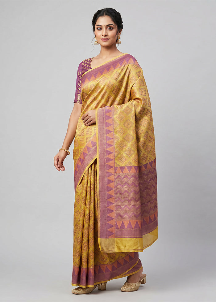 Cream Kora Silk Saree With Blouse Piece