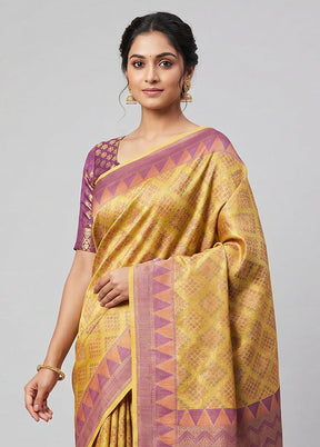 Cream Kora Silk Saree With Blouse Piece