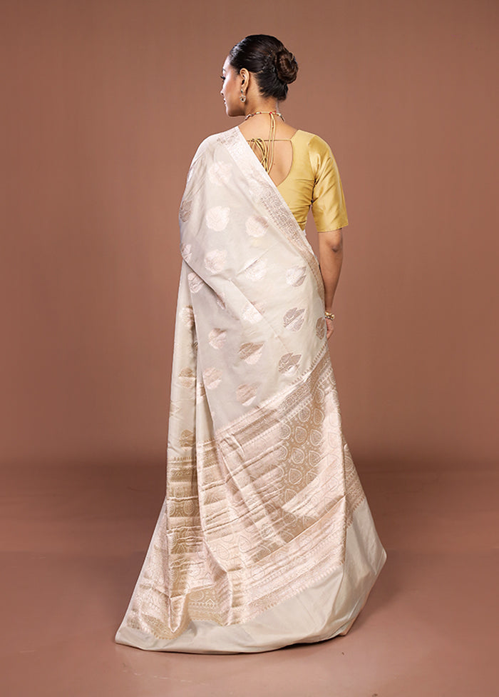Cream Dupion Silk Saree With Blouse Piece