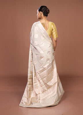 Cream Dupion Silk Saree With Blouse Piece