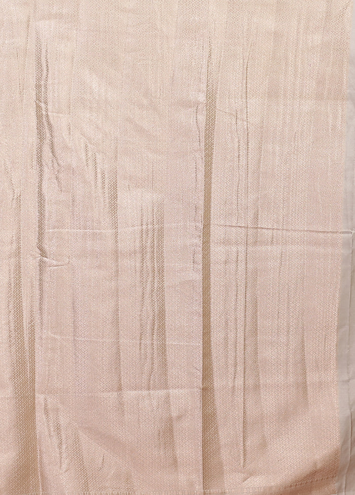 Cream Dupion Silk Saree With Blouse Piece