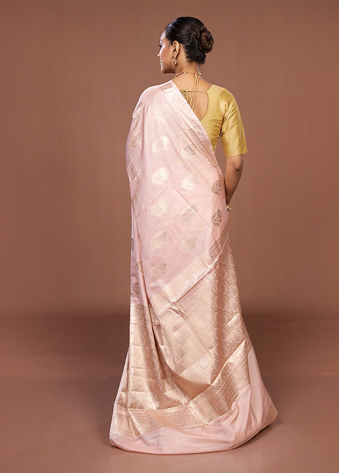 Pink Dupion Silk Saree With Blouse Piece