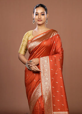 Brown Katan Silk Saree With Blouse Piece