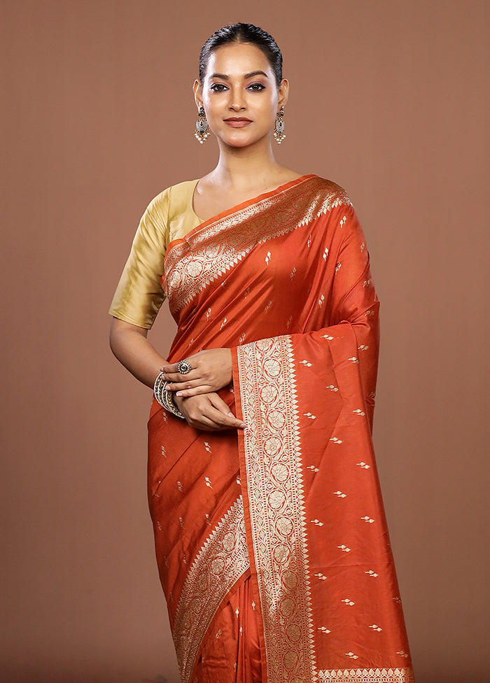 Brown Katan Silk Saree With Blouse Piece