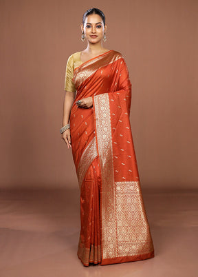 Brown Katan Silk Saree With Blouse Piece