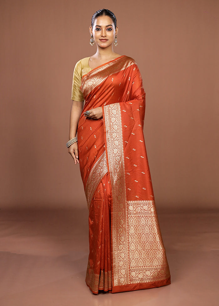 Brown Katan Silk Saree With Blouse Piece