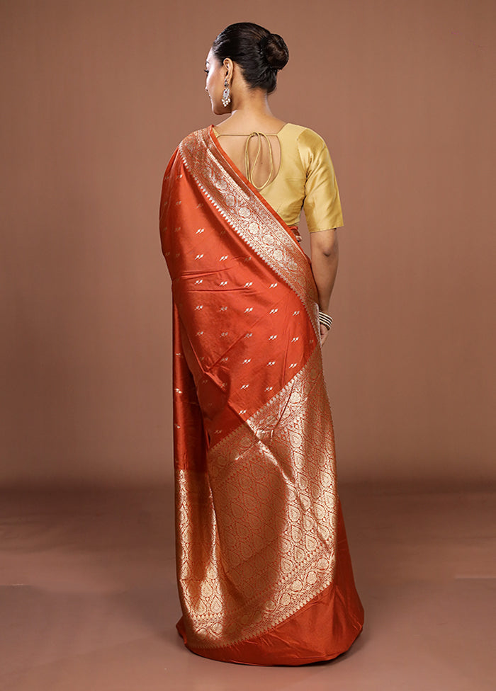 Brown Katan Silk Saree With Blouse Piece