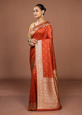 Brown Katan Silk Saree With Blouse Piece