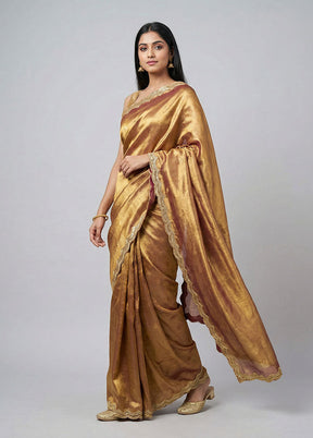 Pink Tissue Silk Saree With Blouse Piece