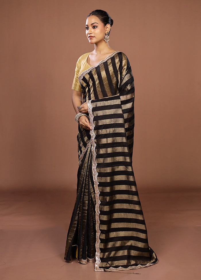 Black Organza Saree With Blouse Piece