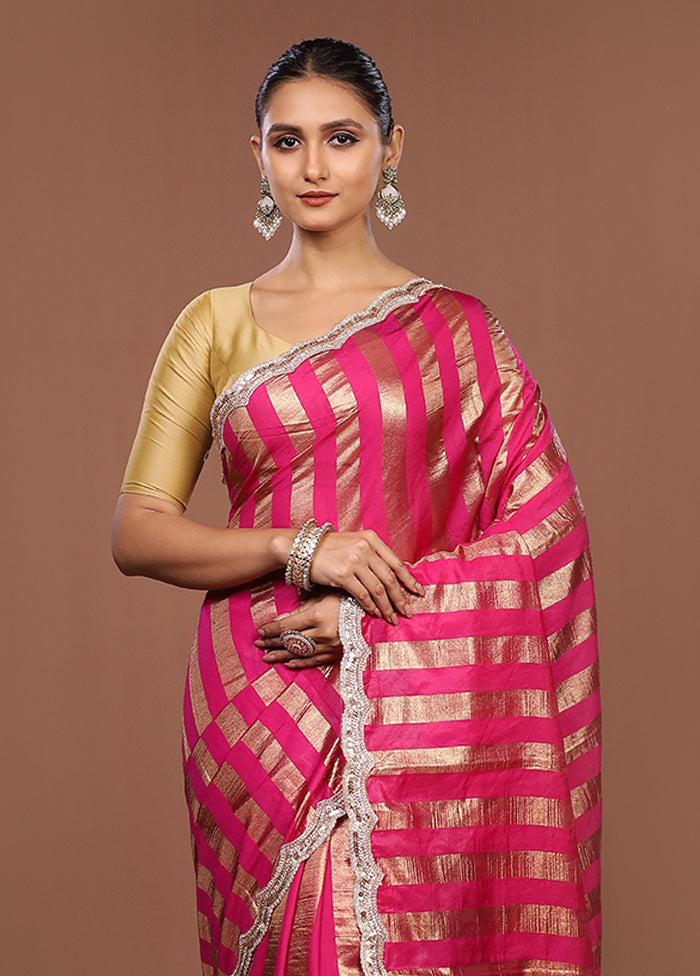 Pink Organza Saree With Blouse Piece