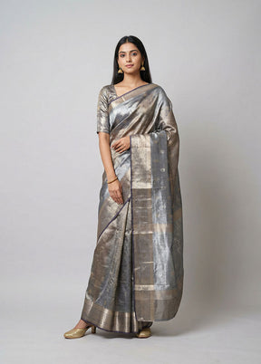 Purple Tissue Silk Saree With Blouse Piece