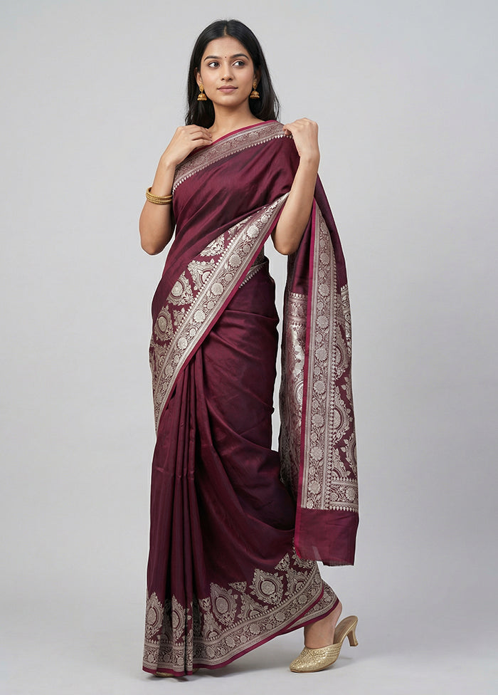 Purple Kora Silk Saree With Blouse Piece