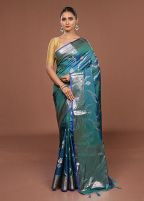 Green Dupion Silk Saree With Blouse Piece
