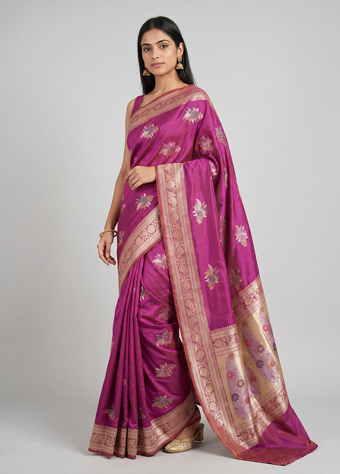 Purple Katan Silk Saree With Blouse Piece