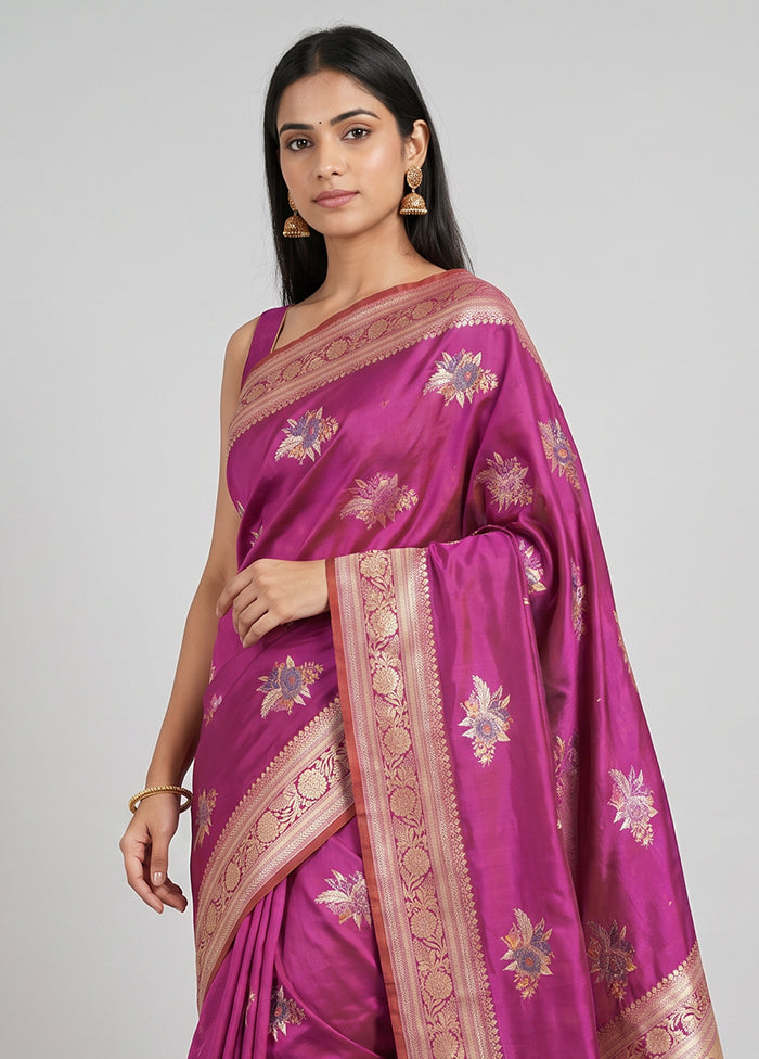 Purple Katan Silk Saree With Blouse Piece