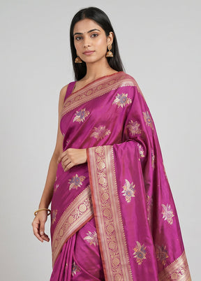 Purple Katan Silk Saree With Blouse Piece