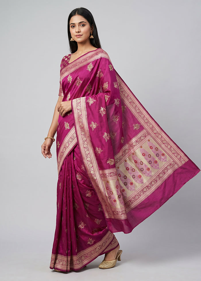 Pink Katan Silk Saree With Blouse Piece