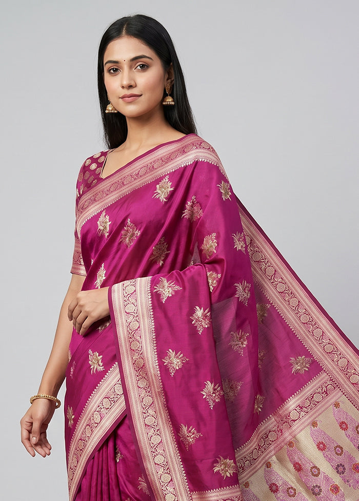Pink Katan Silk Saree With Blouse Piece