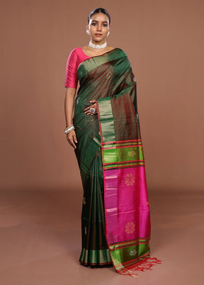 Multicolor Handloom Kanjivaram Pure Silk Saree With Blouse Piece