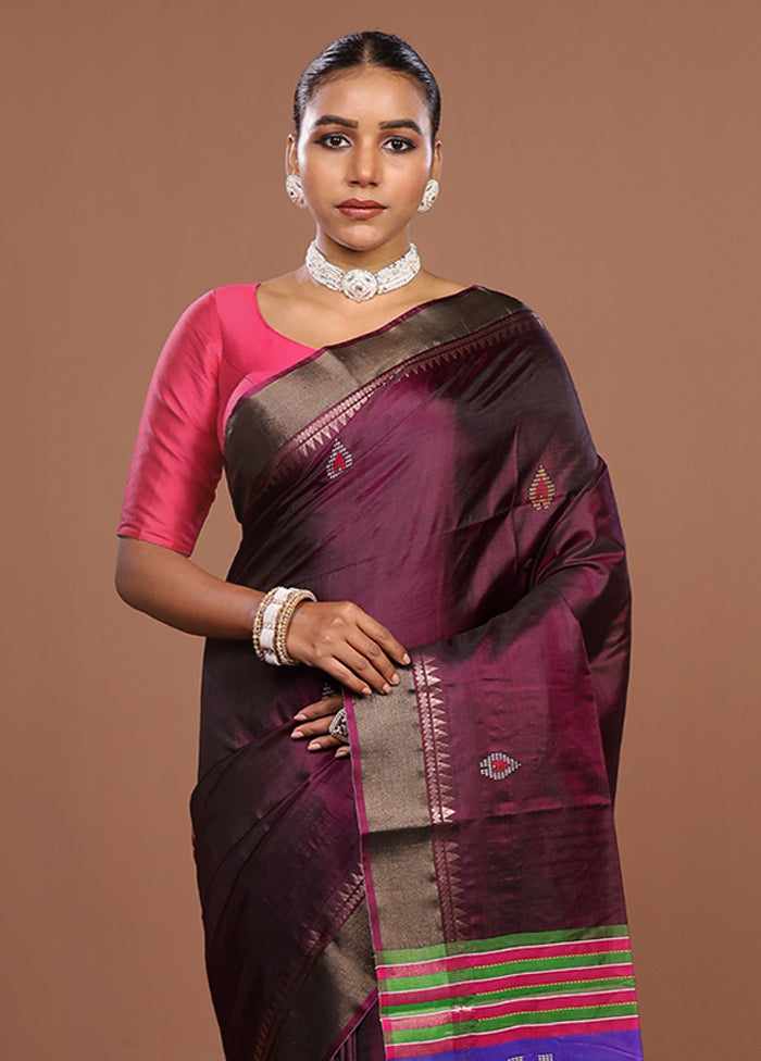 Multicolor Handloom Kanjivaram Pure Silk Saree With Blouse Piece