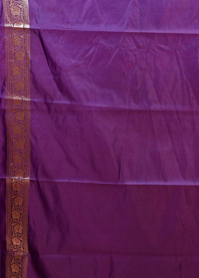 Purple Banarasi Silk Saree With Blouse Piece