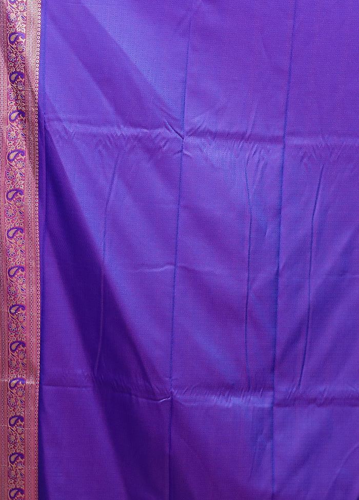 Purple Jamewar Silk Saree With Blouse Piece