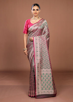 Purple Jamewar Silk Saree With Blouse Piece
