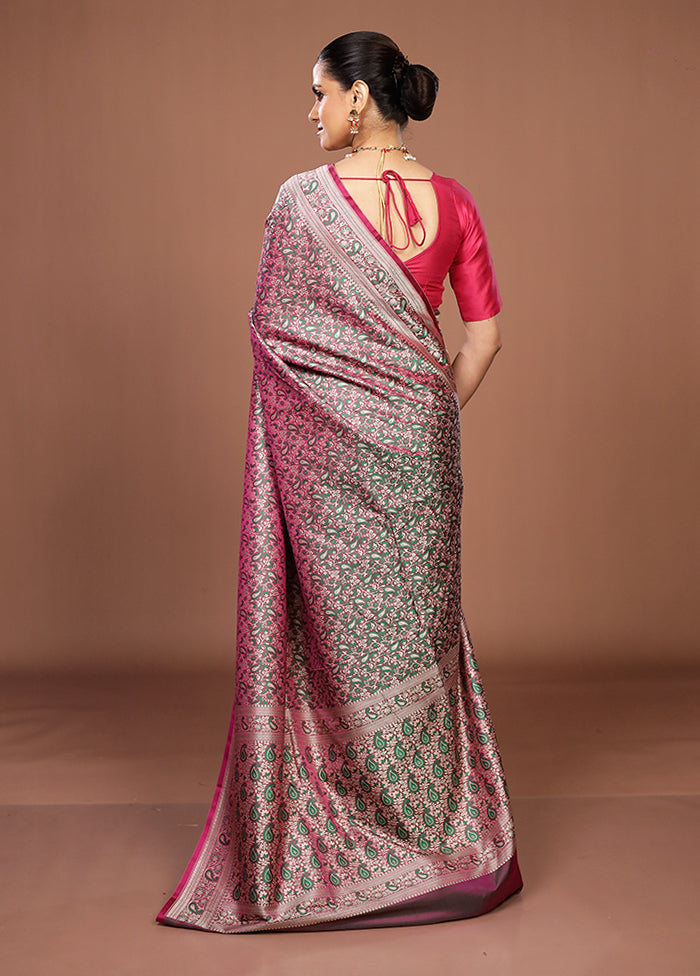 Purple Jamewar Silk Saree With Blouse Piece