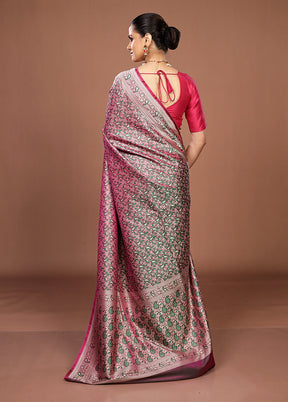 Purple Jamewar Silk Saree With Blouse Piece