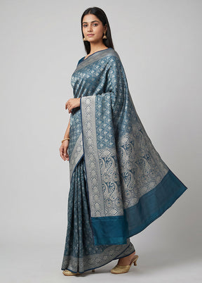 Green Jamewar Silk Saree With Blouse Piece