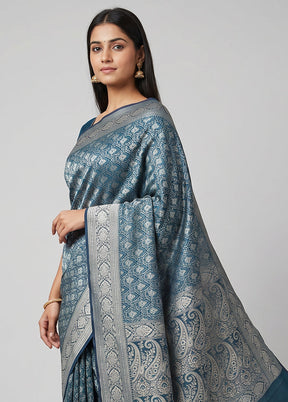 Green Jamewar Silk Saree With Blouse Piece