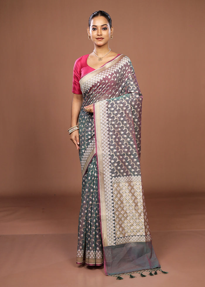 Grey Kora Silk Saree With Blouse Piece