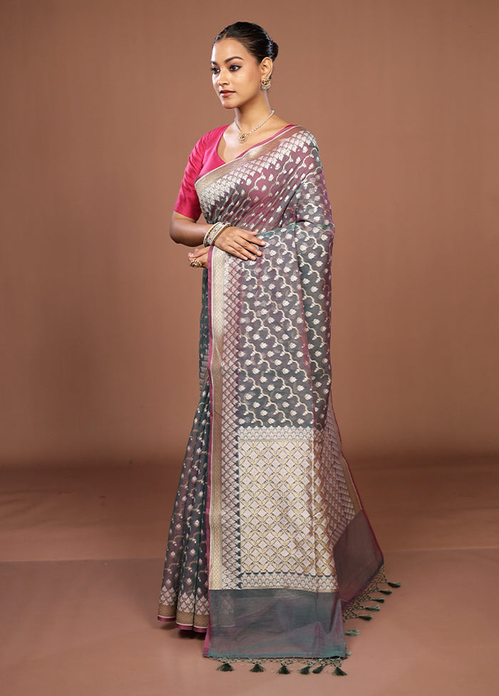 Grey Kora Silk Saree With Blouse Piece