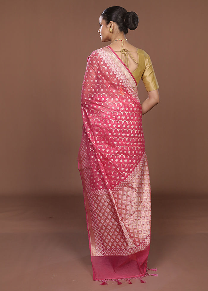 Pink Kora Silk Saree With Blouse Piece