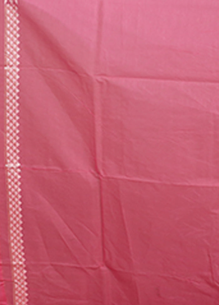 Pink Kora Silk Saree With Blouse Piece