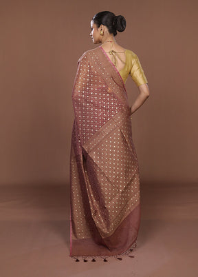 Brown Kora Silk Saree With Blouse Piece