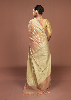 Cream Kora Silk Saree With Blouse Piece