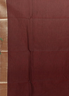 Maroon Kora Silk Saree With Blouse Piece