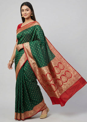 Green Katan Silk Saree With Blouse Piece