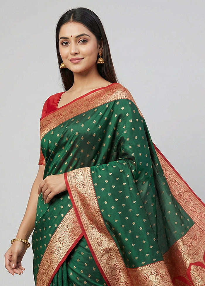 Green Katan Silk Saree With Blouse Piece