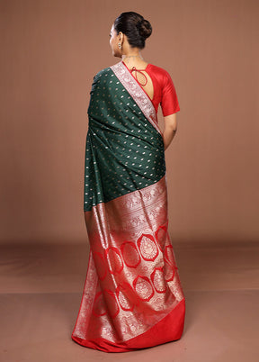 Green Katan Silk Saree With Blouse Piece