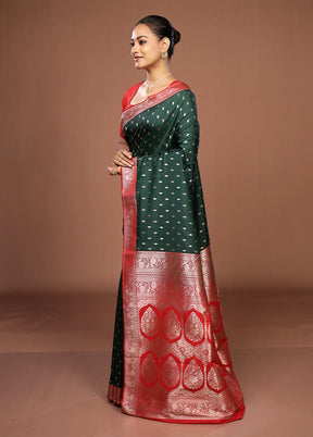 Green Katan Silk Saree With Blouse Piece